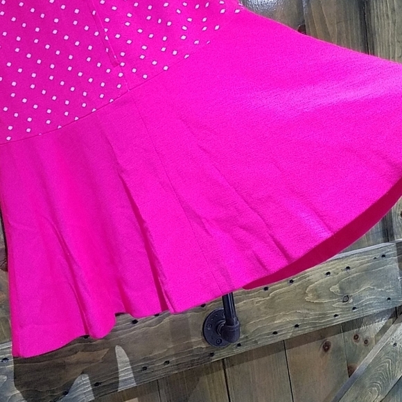 VINTAGE PINK WHITE POLK A DOT GO-GO DRESS RETRO ECLECTIC - Picture 11 of 15